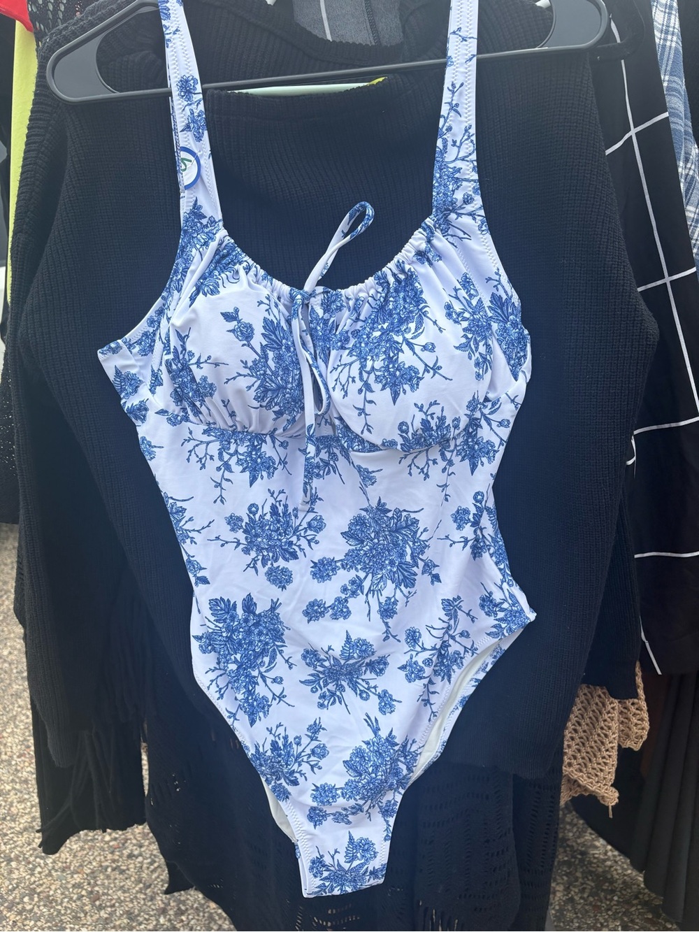 Blue Floral One-Piece Kids Swimsuit /  New